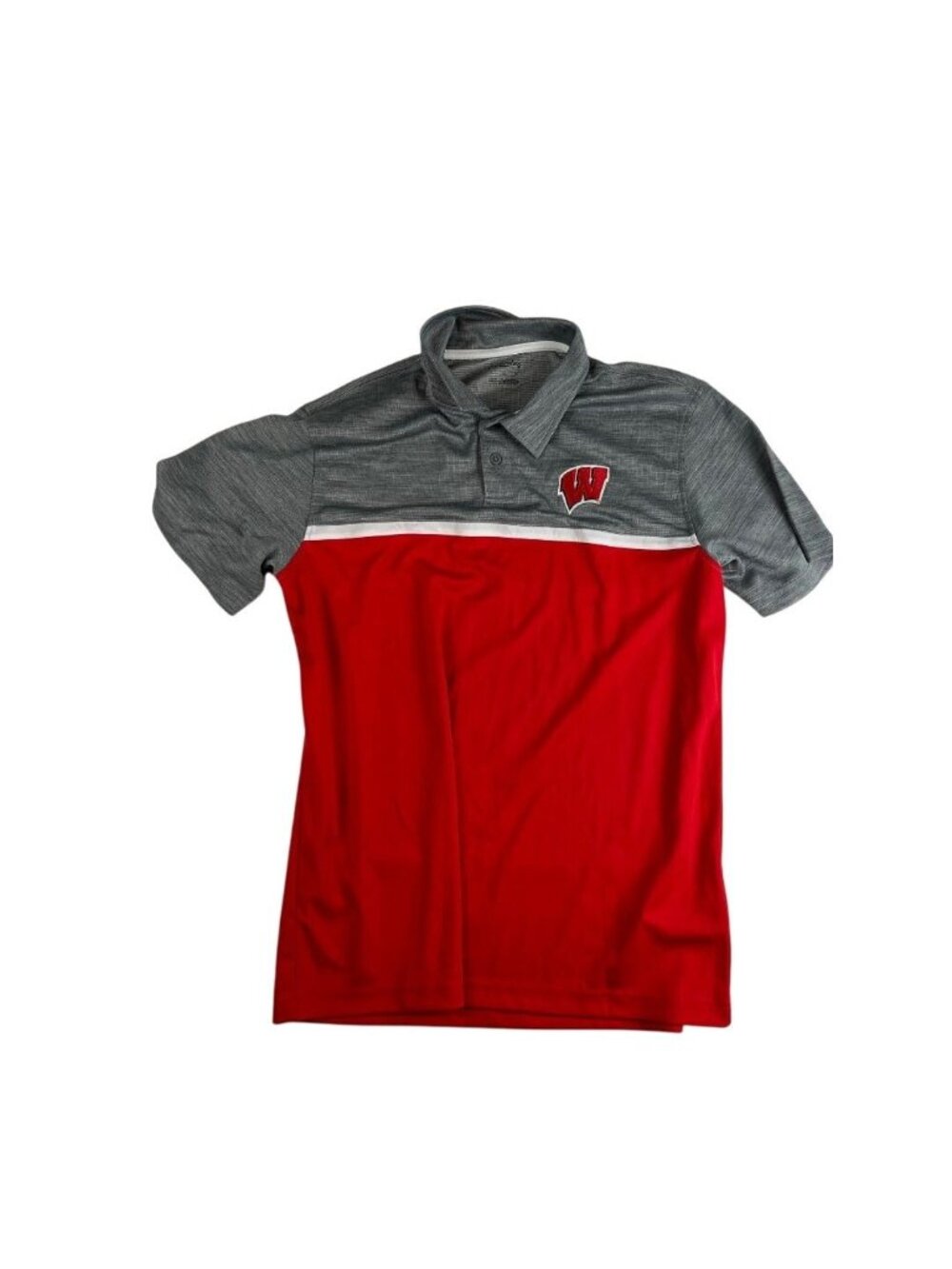 Wisconsin Badgers Polo Shirt Men L Gray Red Captivating NWT College NCAA